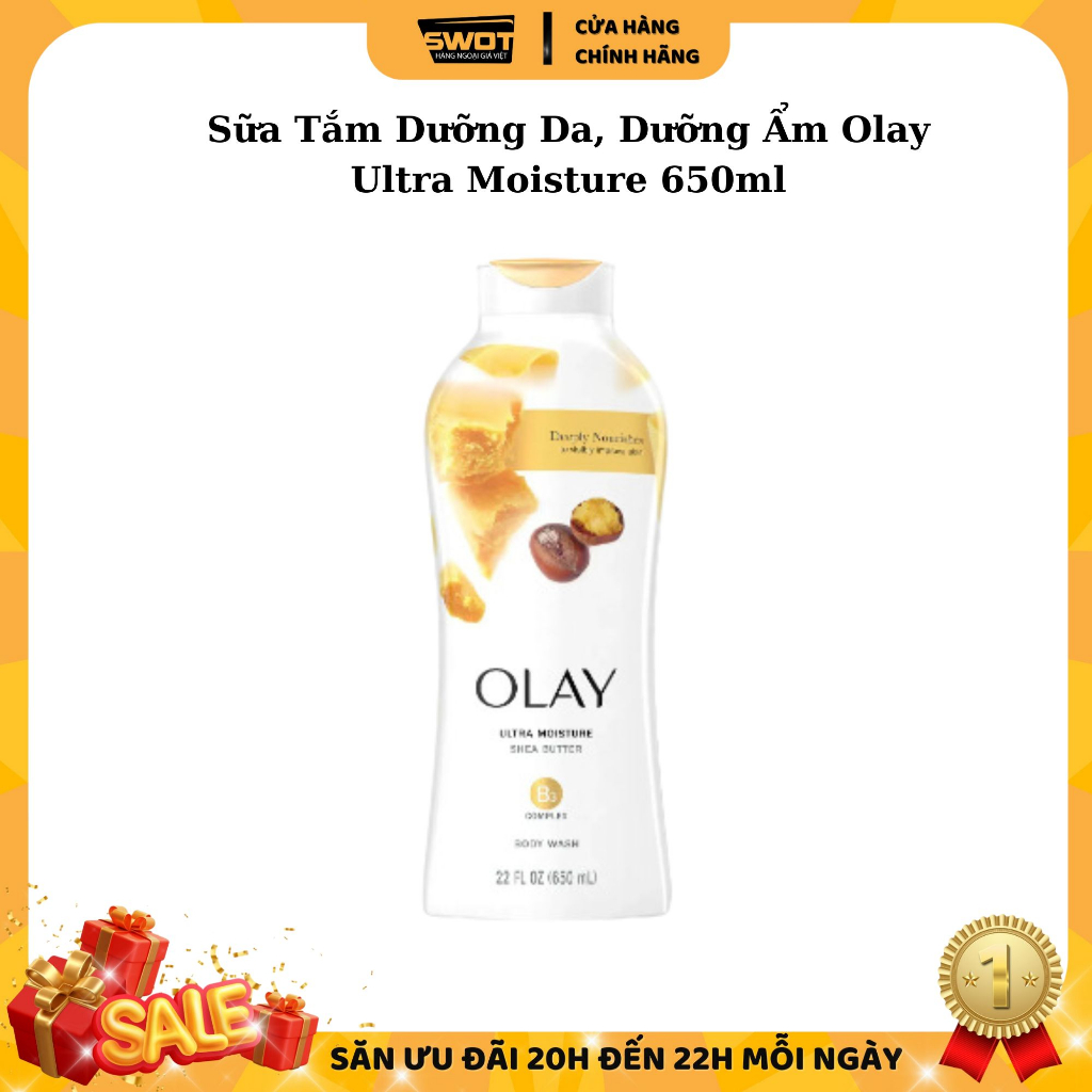 Sữa tắm OLAY Mỹ 650ml & 887ml, Sữa tắm dưỡng da dưỡng ẩm giúp da trắng sáng mịn màng, thơm tự nhiên