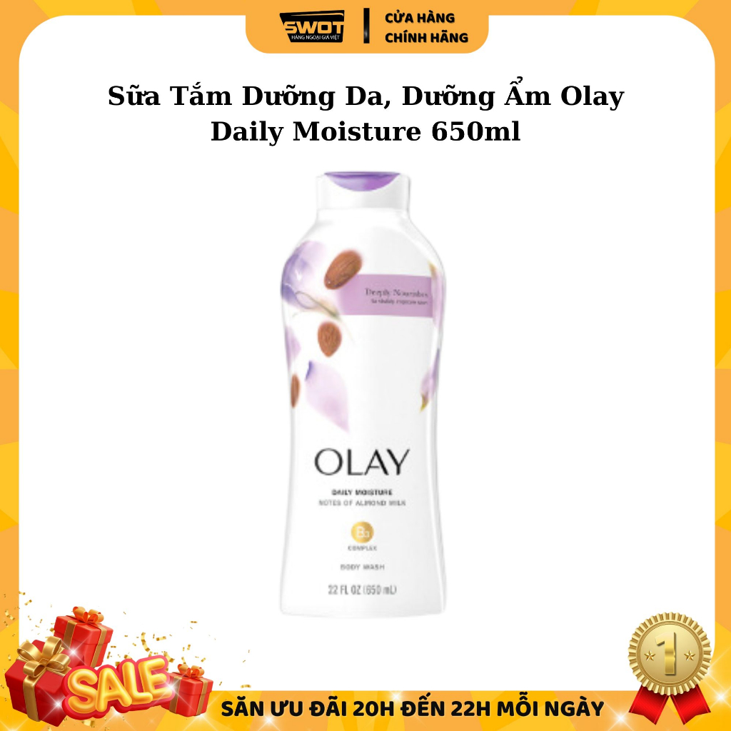 Sữa tắm OLAY Mỹ 650ml & 887ml, Sữa tắm dưỡng da dưỡng ẩm giúp da trắng sáng mịn màng, thơm tự nhiên