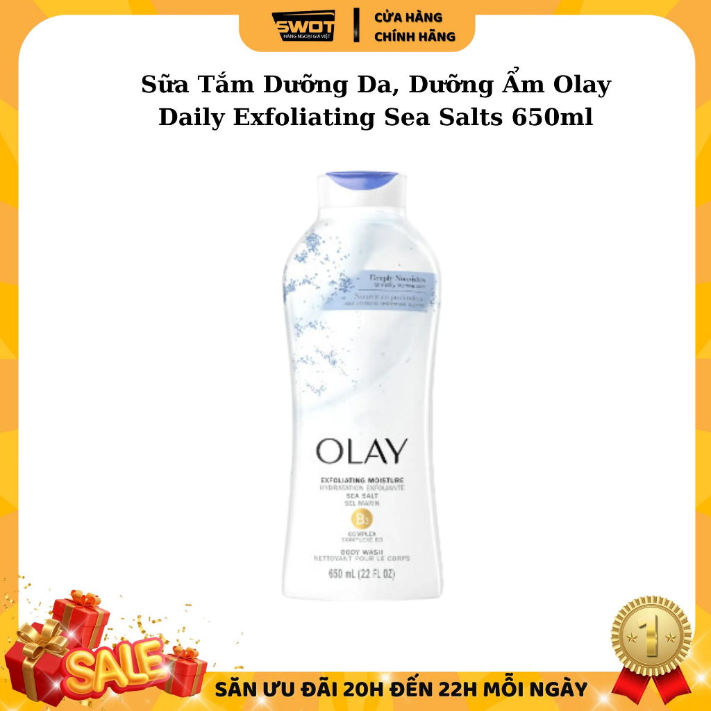 Sữa tắm OLAY Mỹ 650ml & 887ml, Sữa tắm dưỡng da dưỡng ẩm giúp da trắng sáng mịn màng, thơm tự nhiên