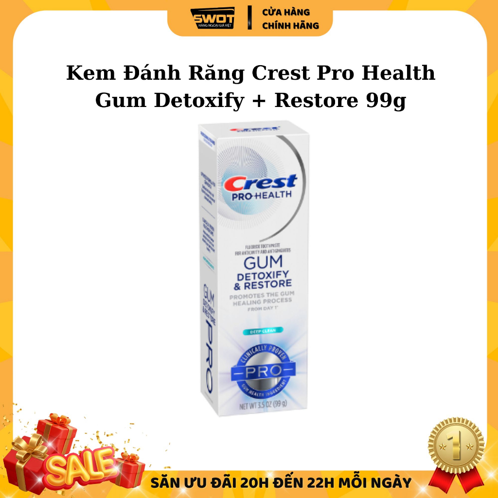 Kem đánh răng Crest Mỹ, Kem đánh răng bảo vệ răng chắc khỏe, trắng sáng, hương bạc hà thanh mát