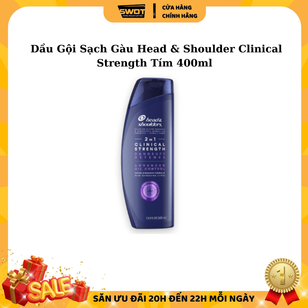 Dầu gội Head & Shoulder Mỹ Clinical Strength 400ml, Dầu gội sạch diệt sạch gàu, dưỡng tóc chắc khỏe