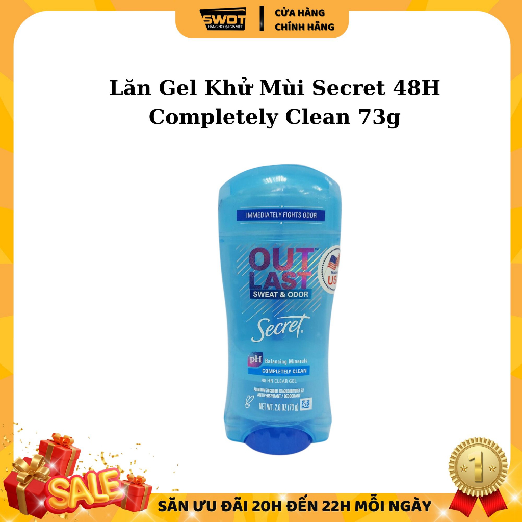 Lăn khử mùi Secret Mỹ nhiều hương, Lăn khử mùi dạng gel Mỹ cao cấp, khô thoáng, ngăn tiết mồ hôi, lưu hương bền lâu
