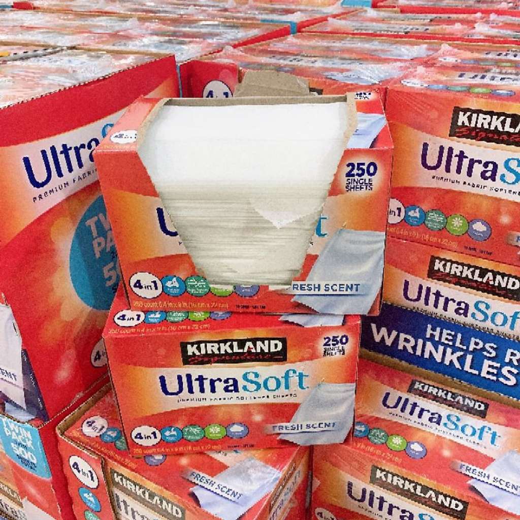 Giấy thơm Kirkland Signature Ultra Soft Mỹ 250 Tờ, Giấy sấy thơm quần áo Mỹ, loại bỏ tĩnh điện, chống nhăn, làm mềm vải