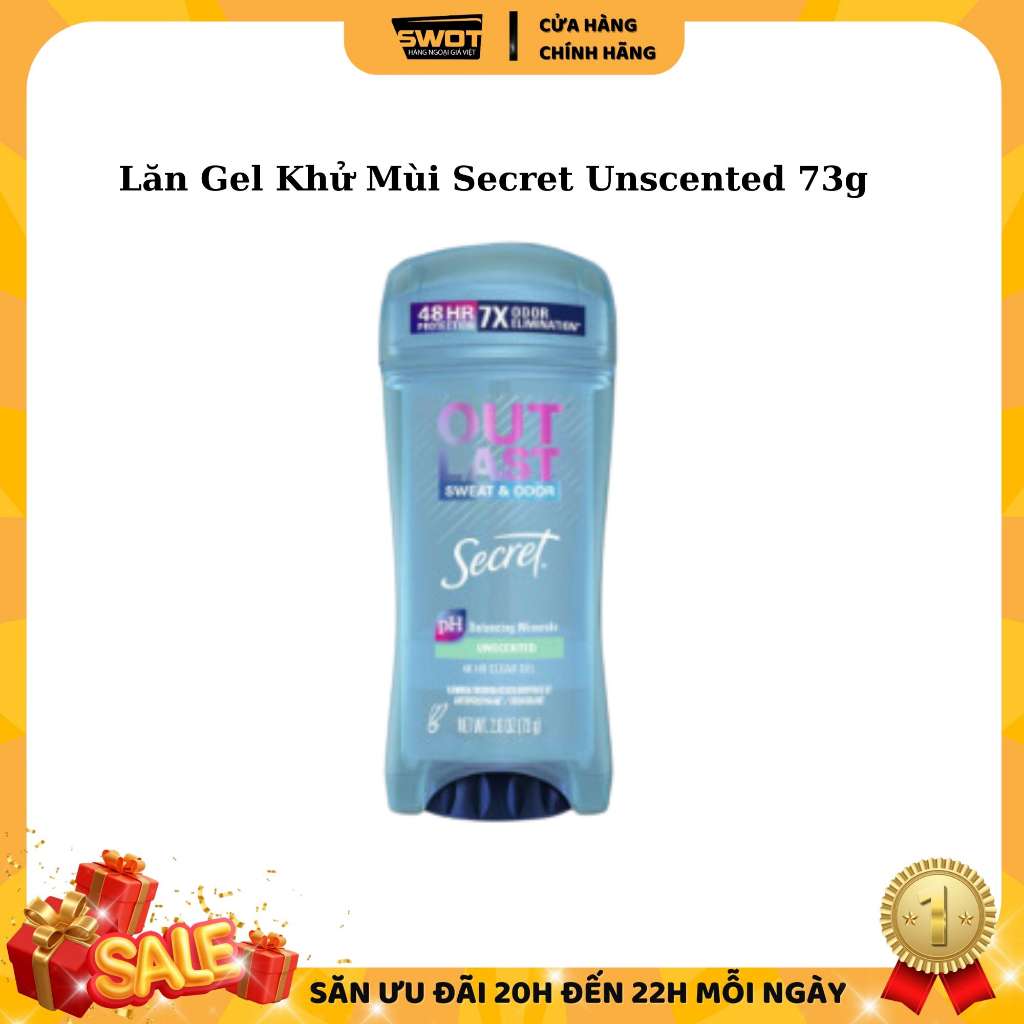 Lăn khử mùi Secret Mỹ nhiều hương, Lăn khử mùi dạng gel Mỹ cao cấp, khô thoáng, ngăn tiết mồ hôi, lưu hương bền lâu