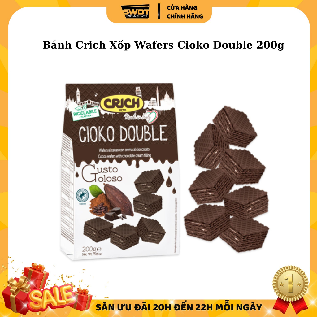 Bánh xốp Crich Italy nhiều vị túi 250g, Bánh Crich xốp Ý nhân kem, giòn rụm, thơm ngon đặc biệt