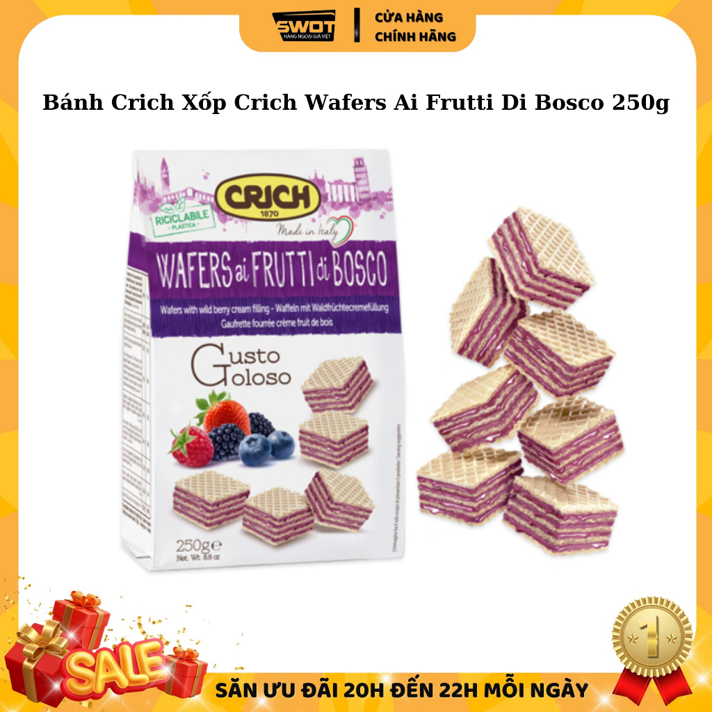 Bánh xốp Crich Italy nhiều vị túi 250g, Bánh Crich xốp Ý nhân kem, giòn rụm, thơm ngon đặc biệt