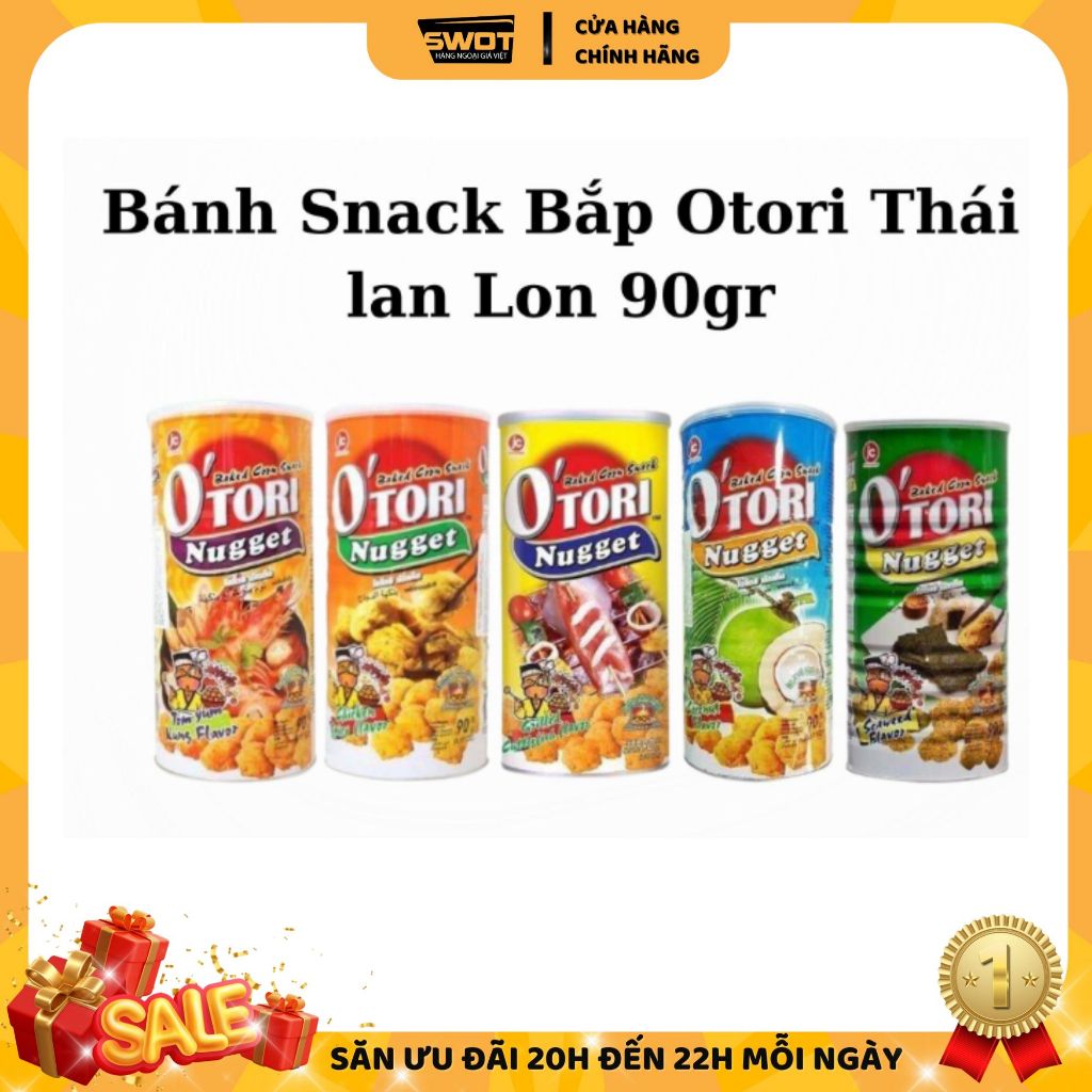 Bánh Snack OTORI Thái Lan nhiều vị 90g, Lon bánh O'tori giòn rụm thơm ngon đặc biệt ăn vặt siêu ngon