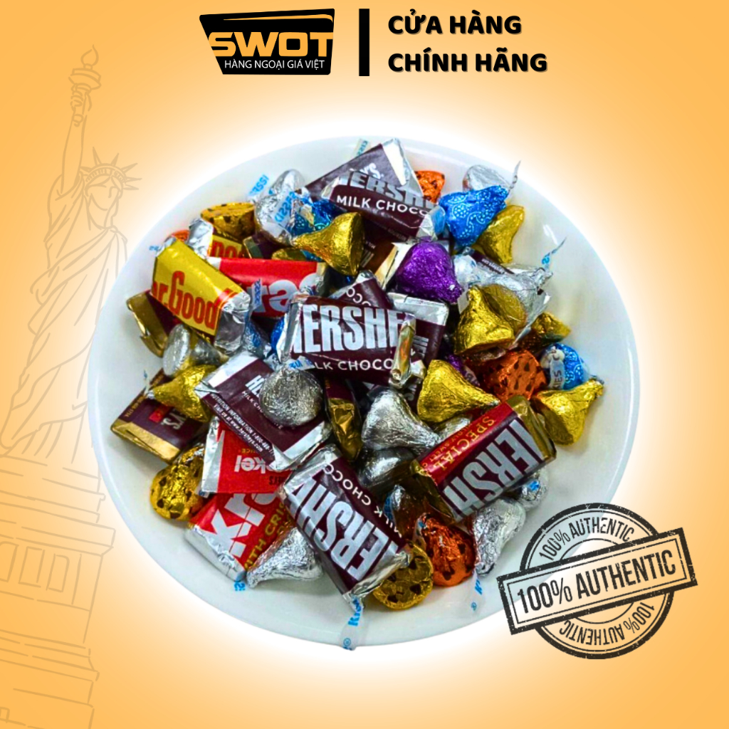 Socola Hershey's Kisses Mỹ mix nhiều vị thơm ngon DATE MỚI, Chocolate Mỹ vị đắng vừa, không ngọt gắt