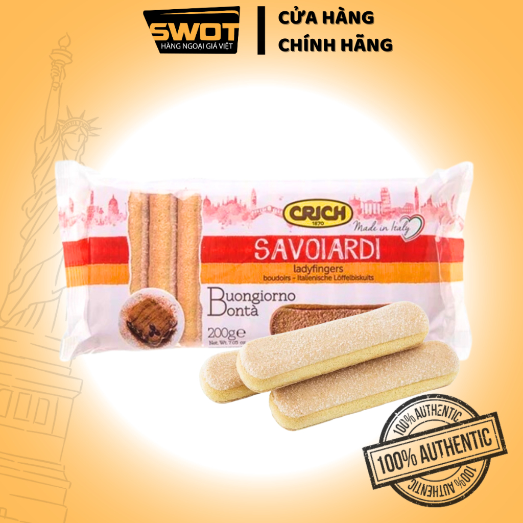 Bánh quy Crich Savoiardi Ý 200g, Bánh quy Ý cao cấp, thơm ngon thượng hạng, vị ngọt vừa ít béo, giàu dinh dưỡng