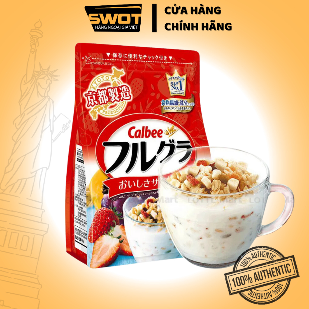 Ngũ cốc Calbee Nhật vị trái cây 700g, Ngũ cốc Nhật Bản cao cấp, hương vị thơm ngon, hỗ trợ ăn kiêng, bổ sung dinh dưỡng - SWOT