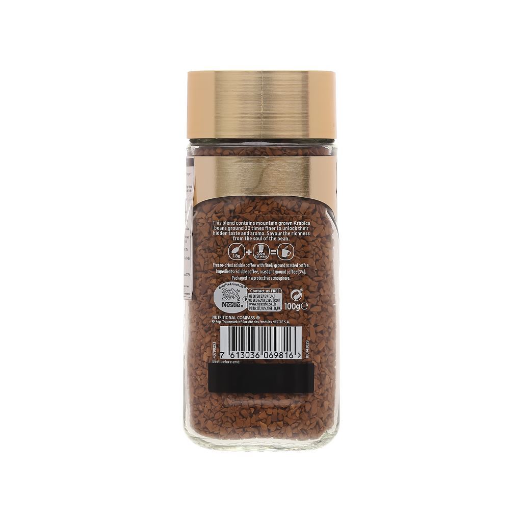 Cà phê hoà tan Nescafé Gold Crema 100g, Cà phê hòa tan sấy lạnh không đường cao cấp, thơm ngon thượng hạng
