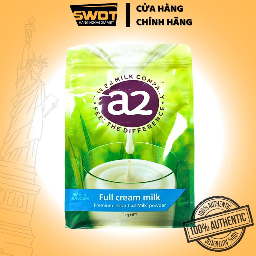 Sữa tăng cân nguyên kem A2 Úc 1Kg, Sữa bột A2 Full Cream Milk Úc cao cấp thơm ngon giàu dinh dưỡng tốt cho sức khỏe-SWOT