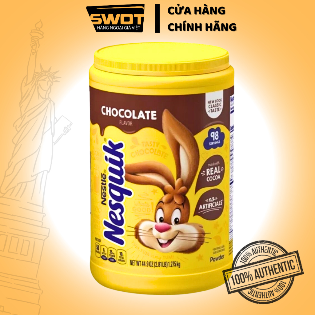 Bột cacao Nesquik Mỹ 1257g, Bột sữa cacao Mỹ cao cấp thơm ngon đậm vị giàu giá trị dinh dưỡng