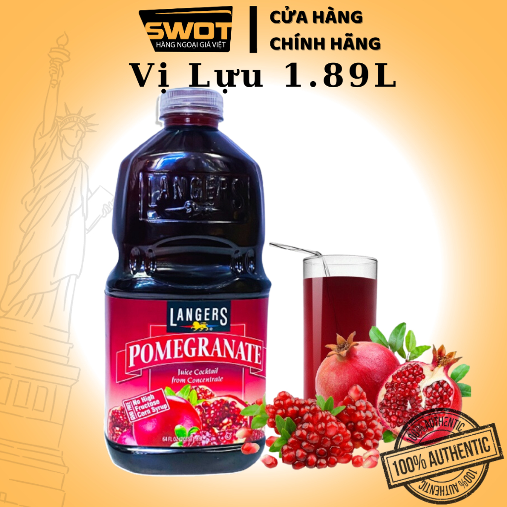 Nước ép trái cây LANGERS 1.89L MỸ nhiều vị, Nước ép trái cây tươi Mỹ, giàu dinh dưỡng, chống oxi hóa