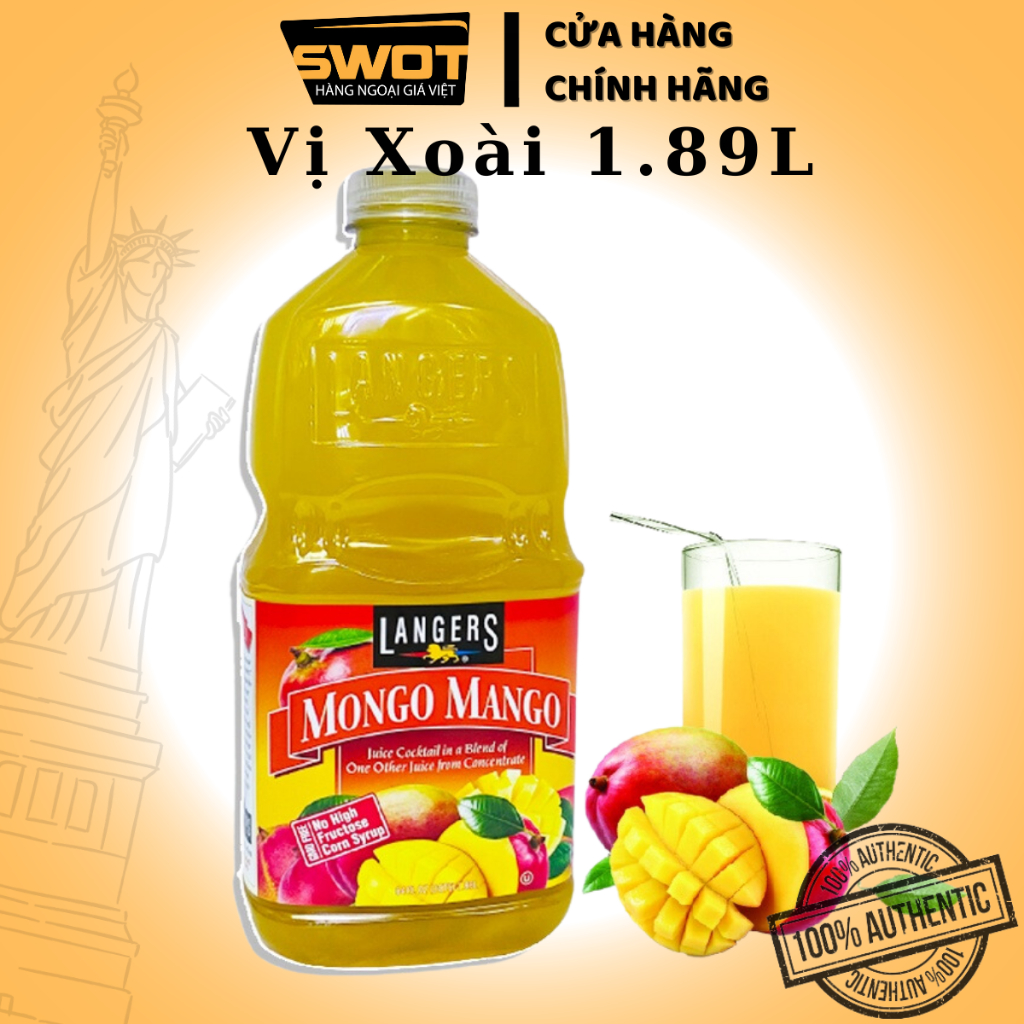 Nước ép trái cây LANGERS 1.89L MỸ nhiều vị, Nước ép trái cây tươi Mỹ, giàu dinh dưỡng, chống oxi hóa