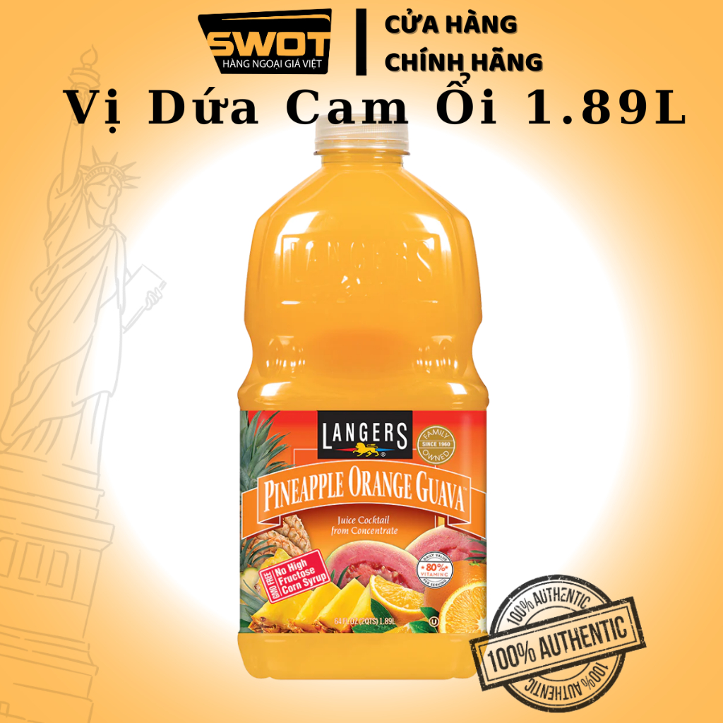 Nước ép trái cây LANGERS 1.89L MỸ nhiều vị, Nước ép trái cây tươi Mỹ, giàu dinh dưỡng, chống oxi hóa