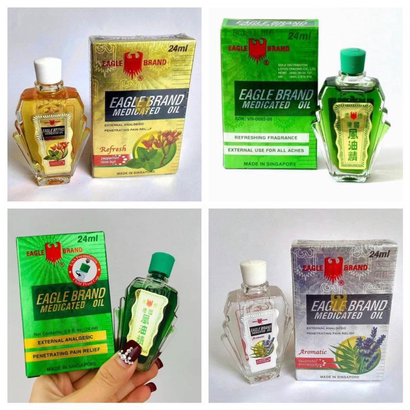 Dầu gió Con Ó Sigapore 24ml, Dầu gió Eagle Brand Medicated Oil giảm đau đầu, đau lưng, bong gân