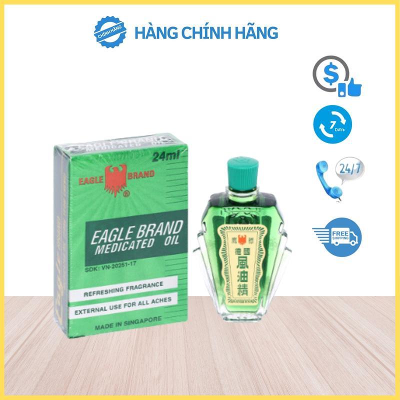 Dầu gió Con Ó Sigapore 24ml, Dầu gió Eagle Brand Medicated Oil giảm đau đầu, đau lưng, bong gân