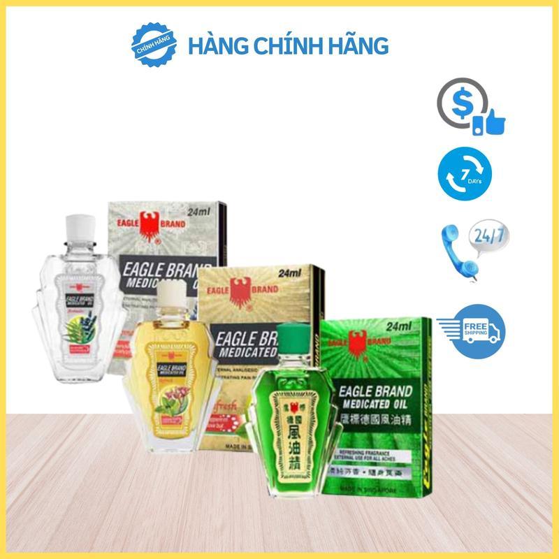 Dầu gió Con Ó Sigapore 24ml, Dầu gió Eagle Brand Medicated Oil giảm đau đầu, đau lưng, bong gân