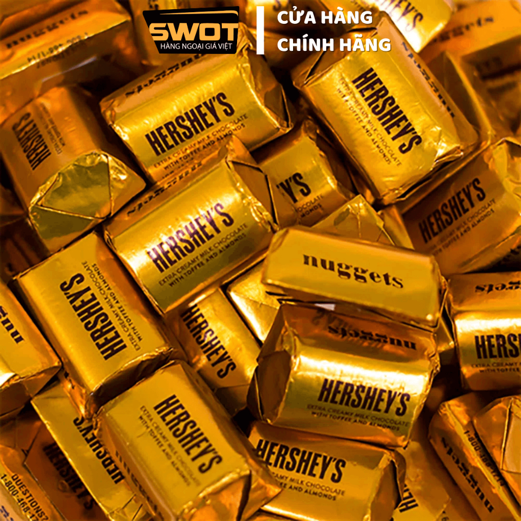 Socola Hershey's Nuggets Mỹ 1.47kg, Chocolate Mỹ nguyên chất cao cấp, vị đắng vừa, không ngọt gắt