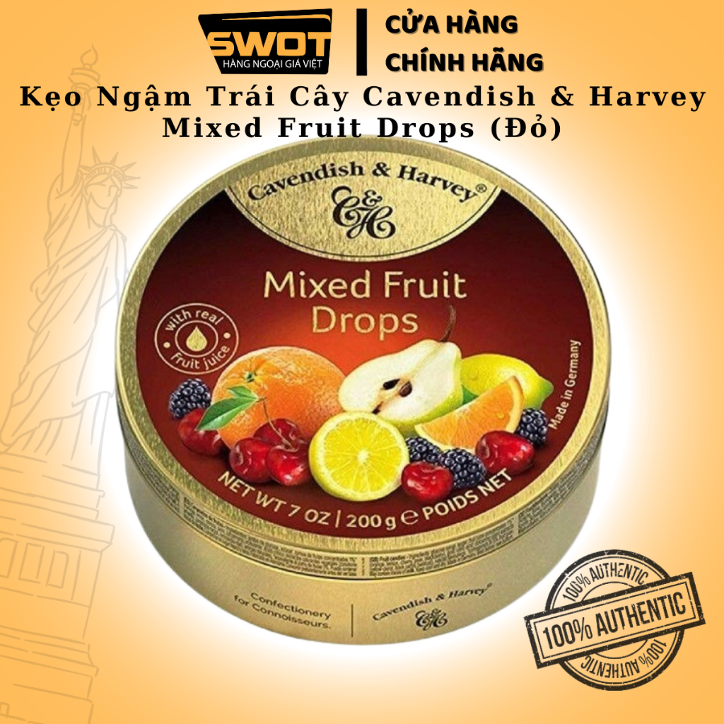 Kẹo ngậm trái cây Cavendish & Harvey Đức 200g nhiều vị, Kẹo ngậm vị trái cây siêu ngon, thơm miệng