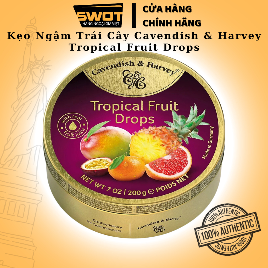 Kẹo ngậm trái cây Cavendish & Harvey Đức 200g nhiều vị, Kẹo ngậm vị trái cây siêu ngon, thơm miệng