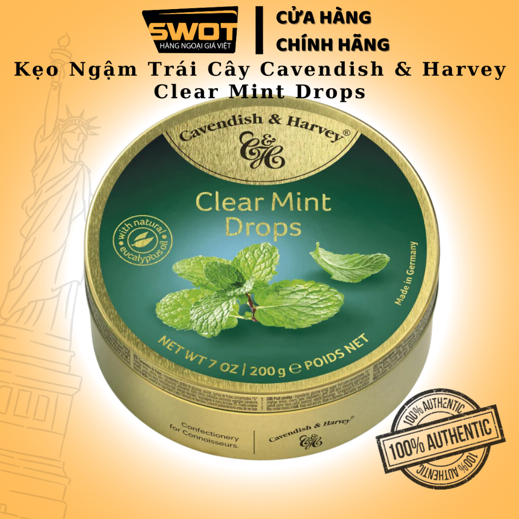 Kẹo ngậm trái cây Cavendish & Harvey Đức 200g nhiều vị, Kẹo ngậm vị trái cây siêu ngon, thơm miệng