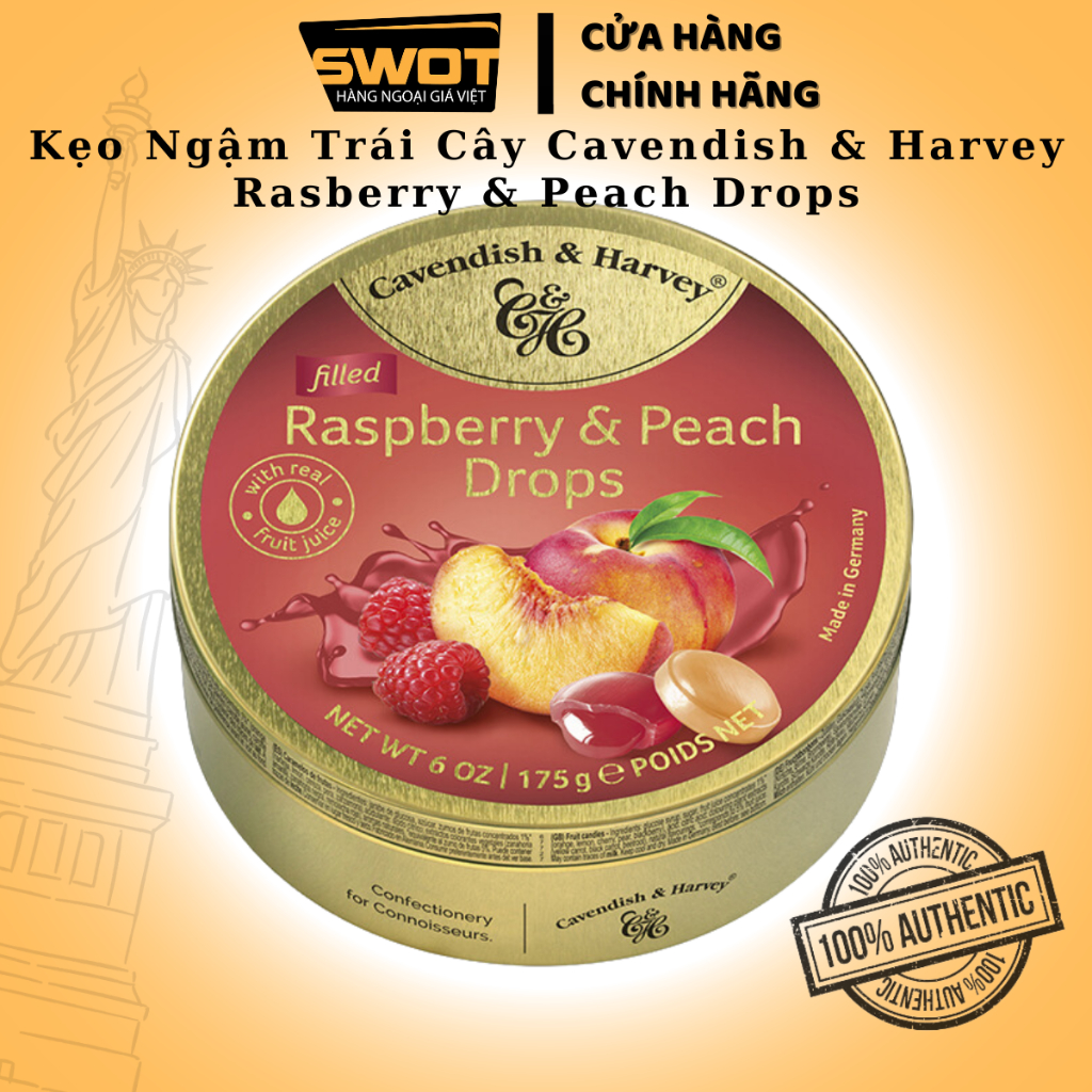 Kẹo ngậm trái cây Cavendish & Harvey Đức 200g nhiều vị, Kẹo ngậm vị trái cây siêu ngon, thơm miệng