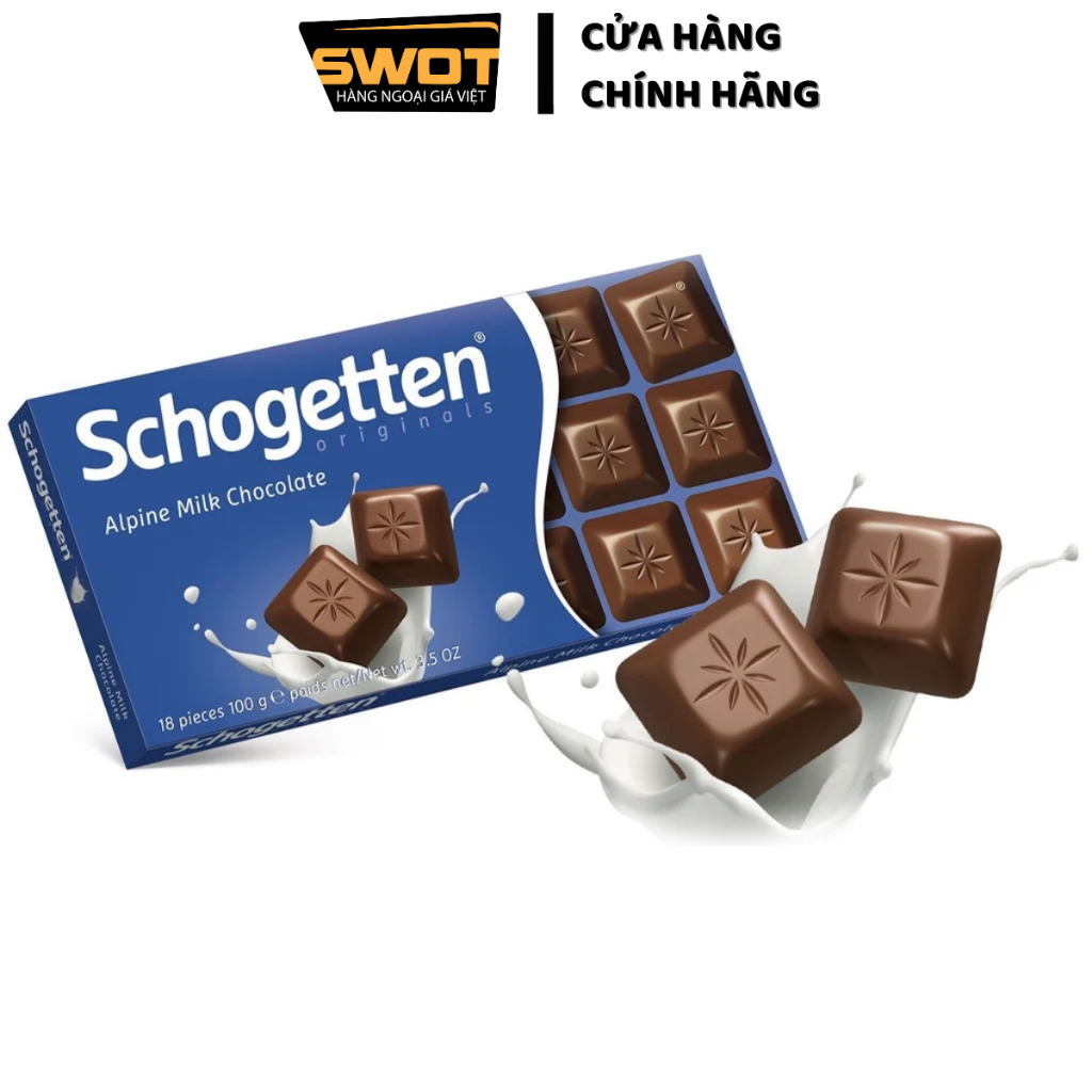 Socola Schogetten Đức 100g 18 viên nhiều vị, Chocolate Thanh thơm ngon hảo hạng, giàu dinh dưỡng