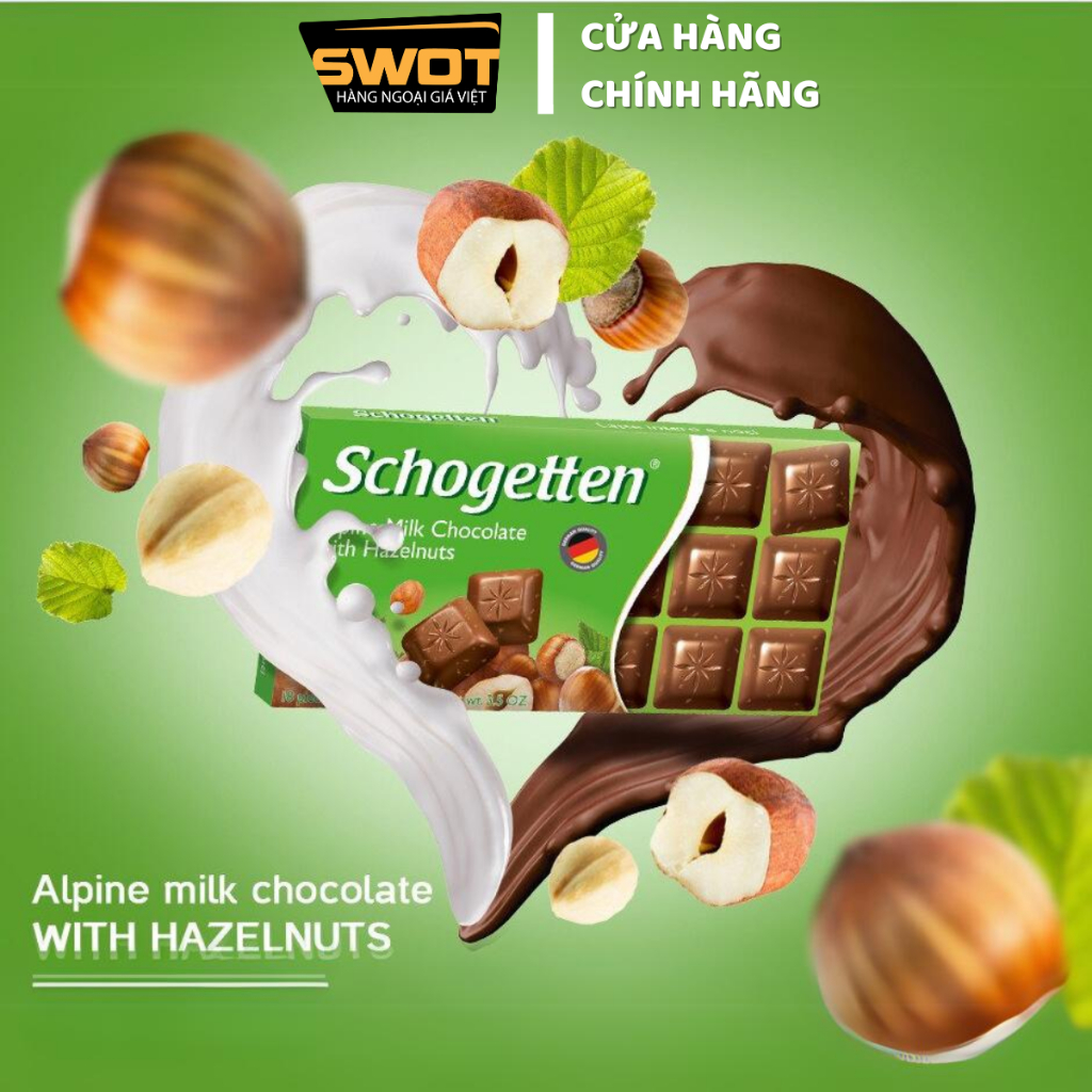 Socola Schogetten Đức 100g 18 viên nhiều vị, Chocolate Thanh thơm ngon hảo hạng, giàu dinh dưỡng