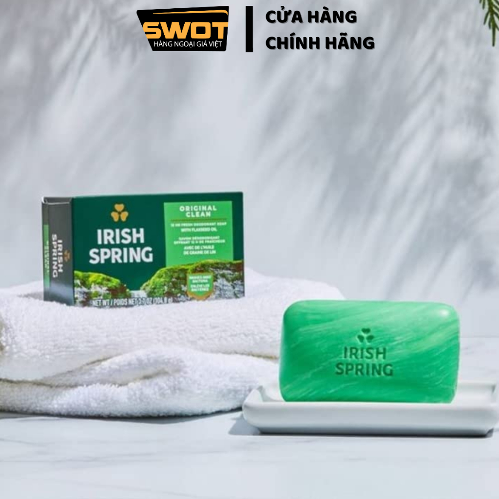Xà bông cục Irish Spring Mỹ, xà phòng cục làm sạch không khô da, hương thơm tươi mát, ngăn mùi cơ thể, chính hãng Mỹ