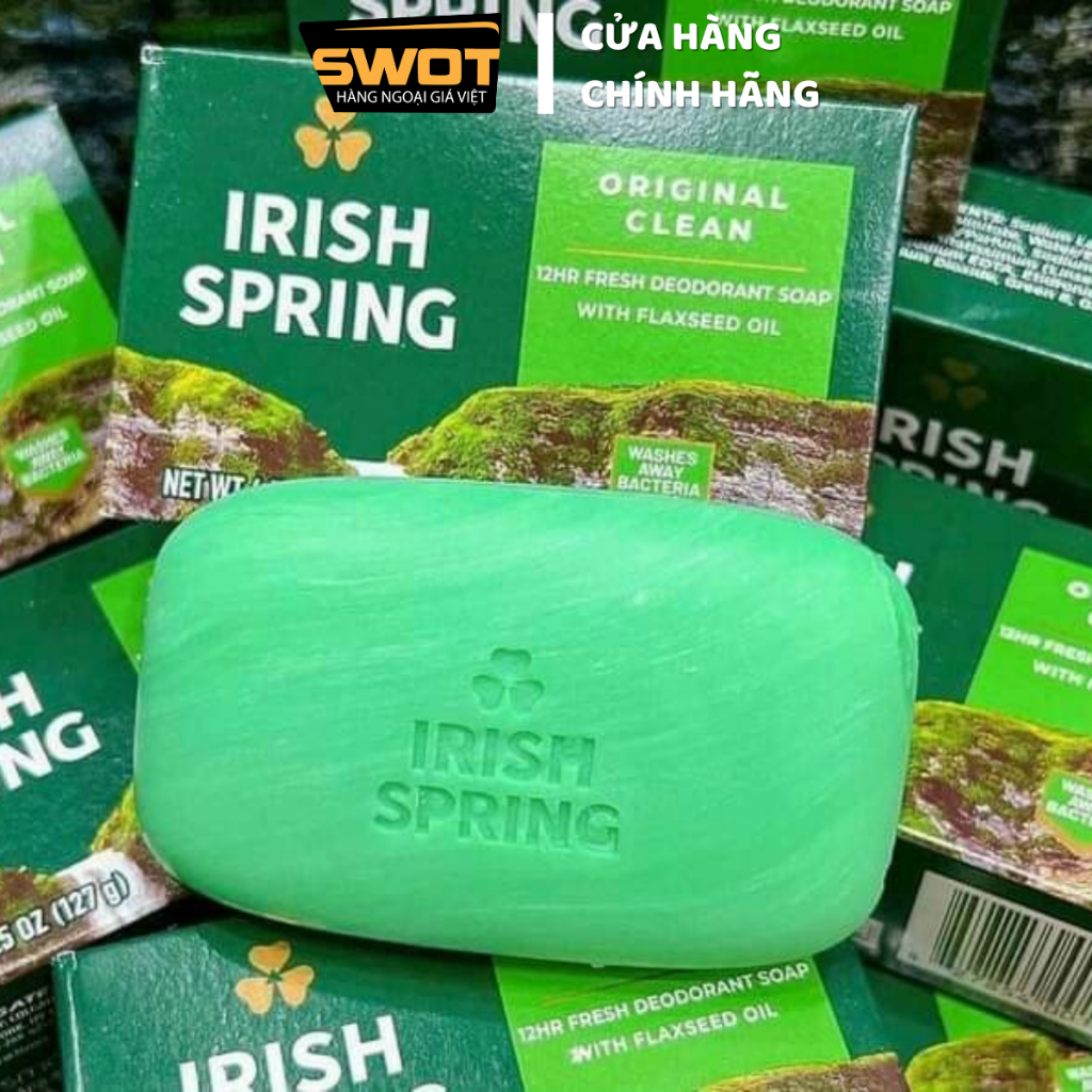 Xà bông cục Irish Spring Mỹ, xà phòng cục làm sạch không khô da, hương thơm tươi mát, ngăn mùi cơ thể, chính hãng Mỹ