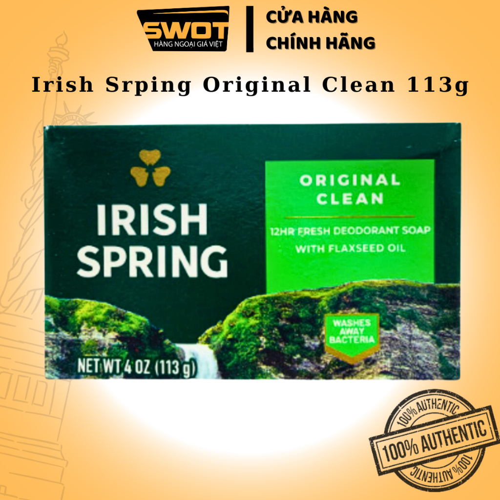 Xà bông cục Irish Spring Mỹ, xà phòng cục làm sạch không khô da, hương thơm tươi mát, ngăn mùi cơ thể, chính hãng Mỹ