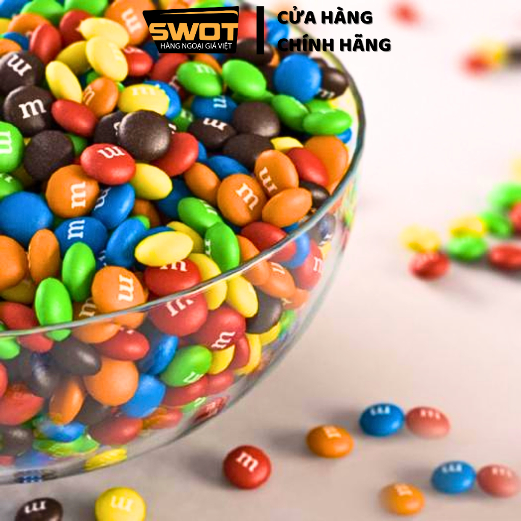 Socola nhân Đậu Phộng & Sữa M&M Mỹ 1757g, Chocolate Mỹ cao cấp, thơm ngon thượng hạng không quá ngọt - SWOT