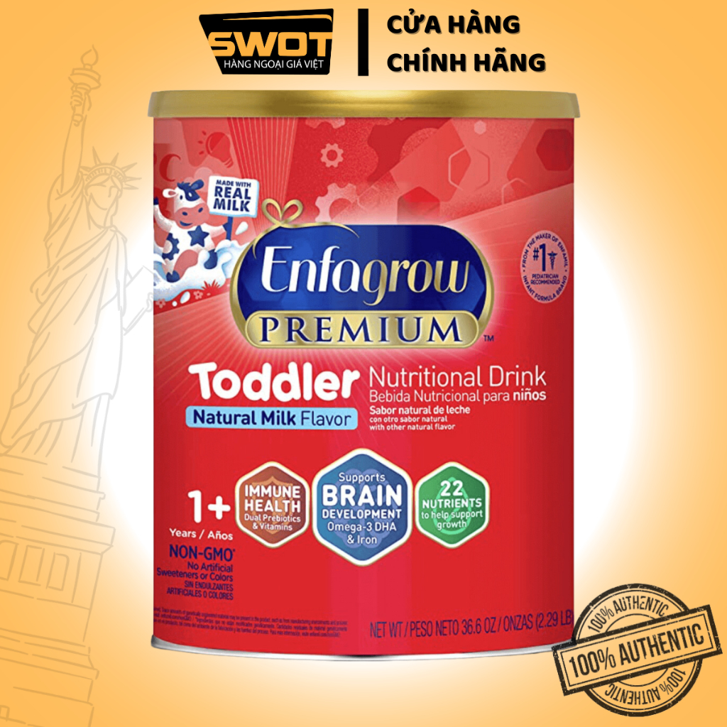 Sữa bột Enfagrow Premium Toddler Mỹ 1.04Kg, Sữa bột cho bé hàng Mỹ cao cấp, đầy đủ dưỡng chất phát triển toàn diện- SWOT