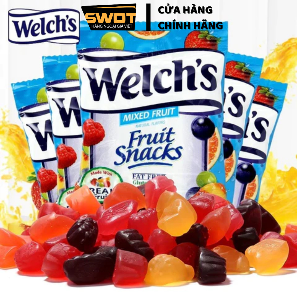 Combo Kẹo dẻo Welch's Fruit Snacks Mỹ Kẹo dẻo trái cây mềm dẻo thơm ngon giàu vitamin không chất béo