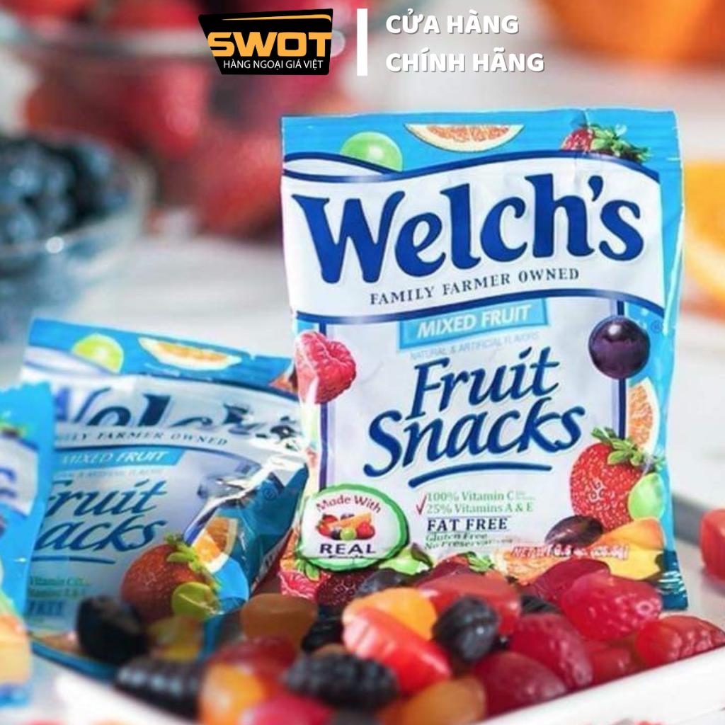 Combo Kẹo dẻo Welch's Fruit Snacks Mỹ Kẹo dẻo trái cây mềm dẻo thơm ngon giàu vitamin không chất béo