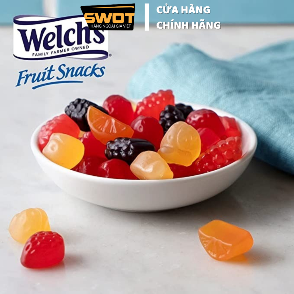 Combo Kẹo dẻo Welch's Fruit Snacks Mỹ Kẹo dẻo trái cây mềm dẻo thơm ngon giàu vitamin không chất béo