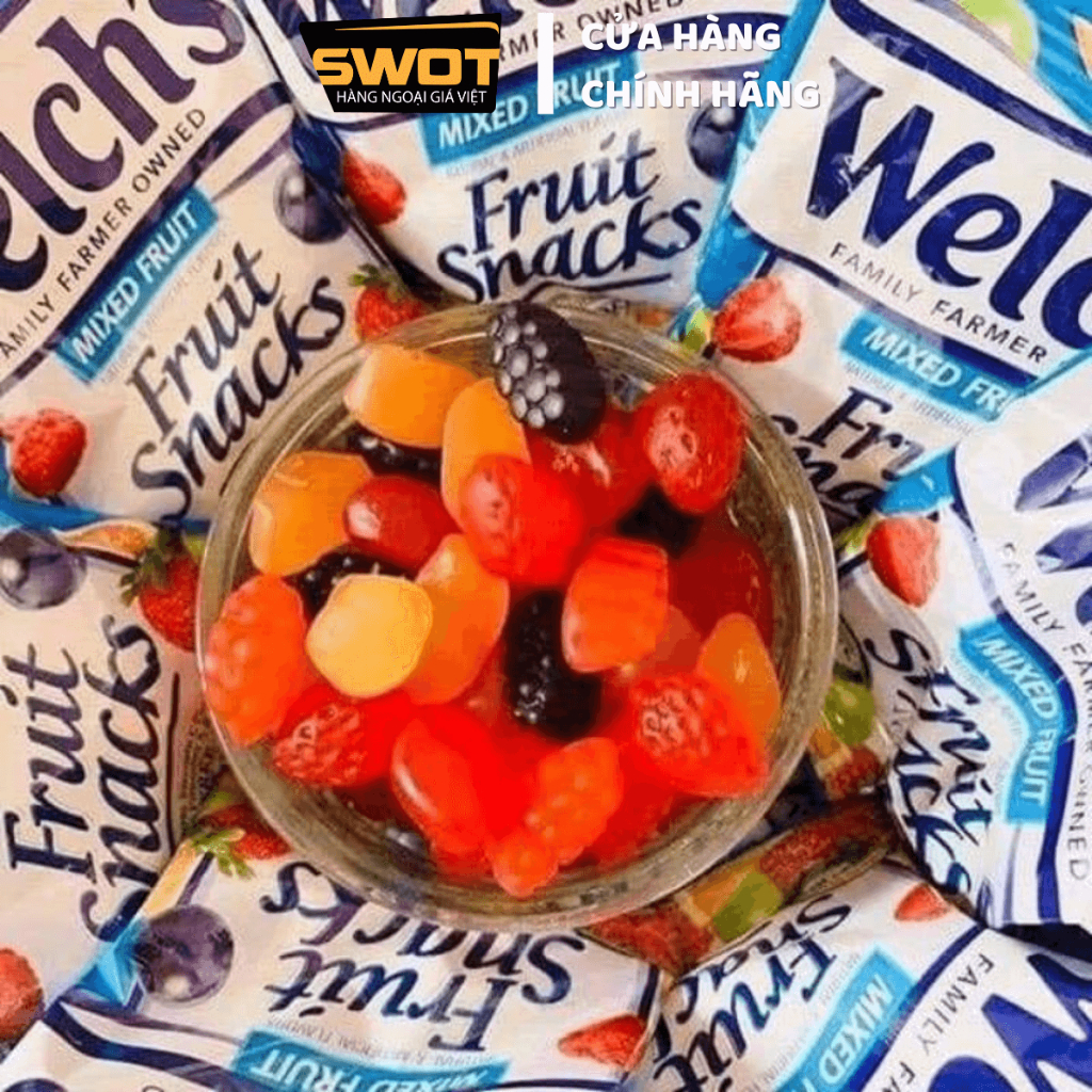 Combo Kẹo dẻo Welch's Fruit Snacks Mỹ Kẹo dẻo trái cây mềm dẻo thơm ngon giàu vitamin không chất béo