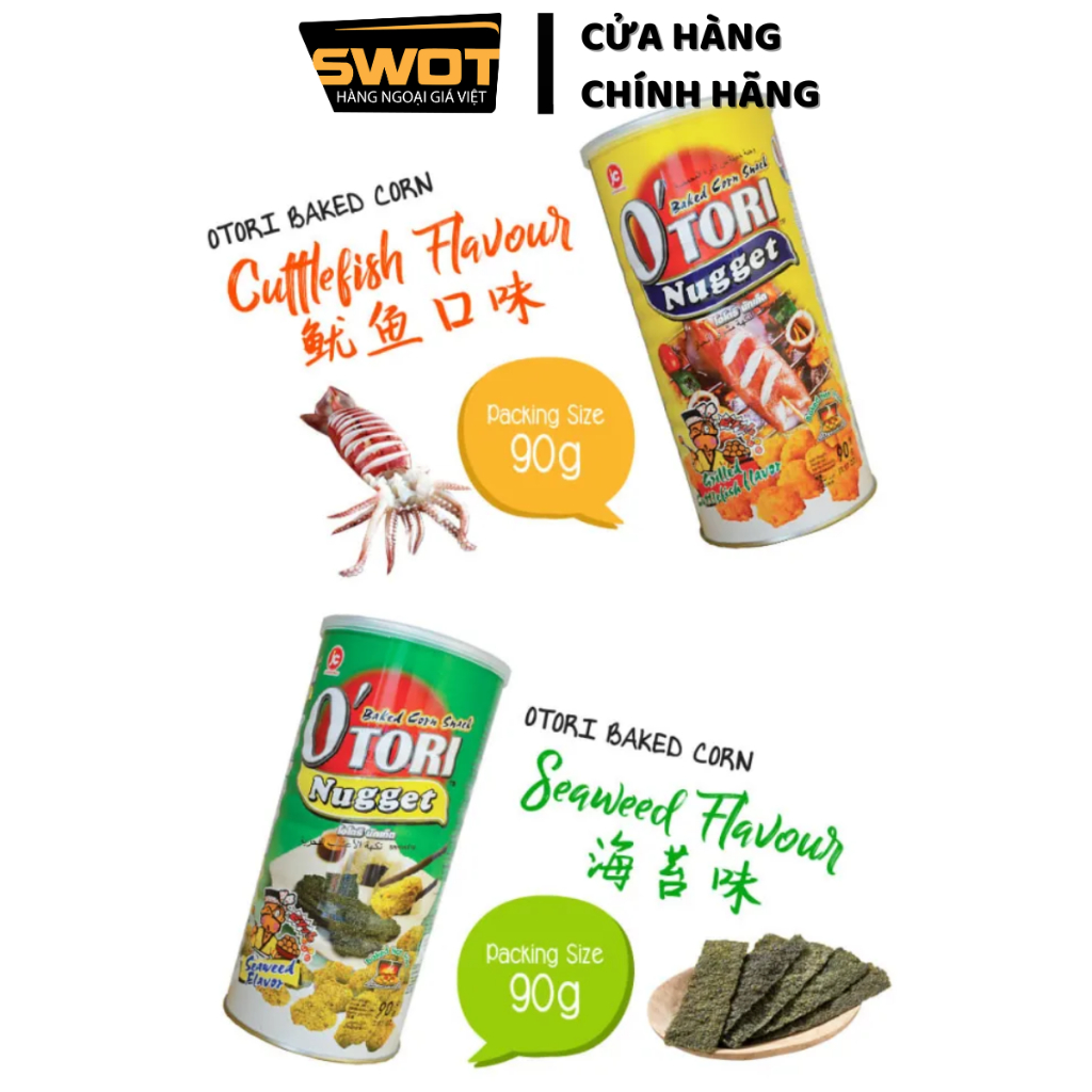 Bánh Snack OTORI Thái Lan nhiều vị 90g, Lon bánh O'tori giòn rụm thơm ngon đặc biệt ăn vặt siêu ngon
