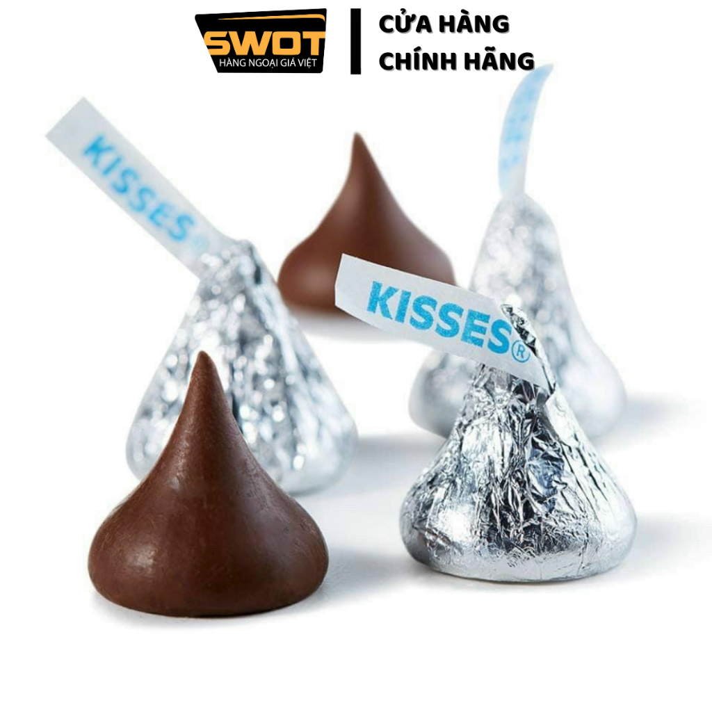 Socola sữa Hershey's Kisses Milk Mỹ 1.58kg 330 viên, Chocolate kem sữa vị đắng vừa không ngọt gắt, chính hãng Hershey Mỹ