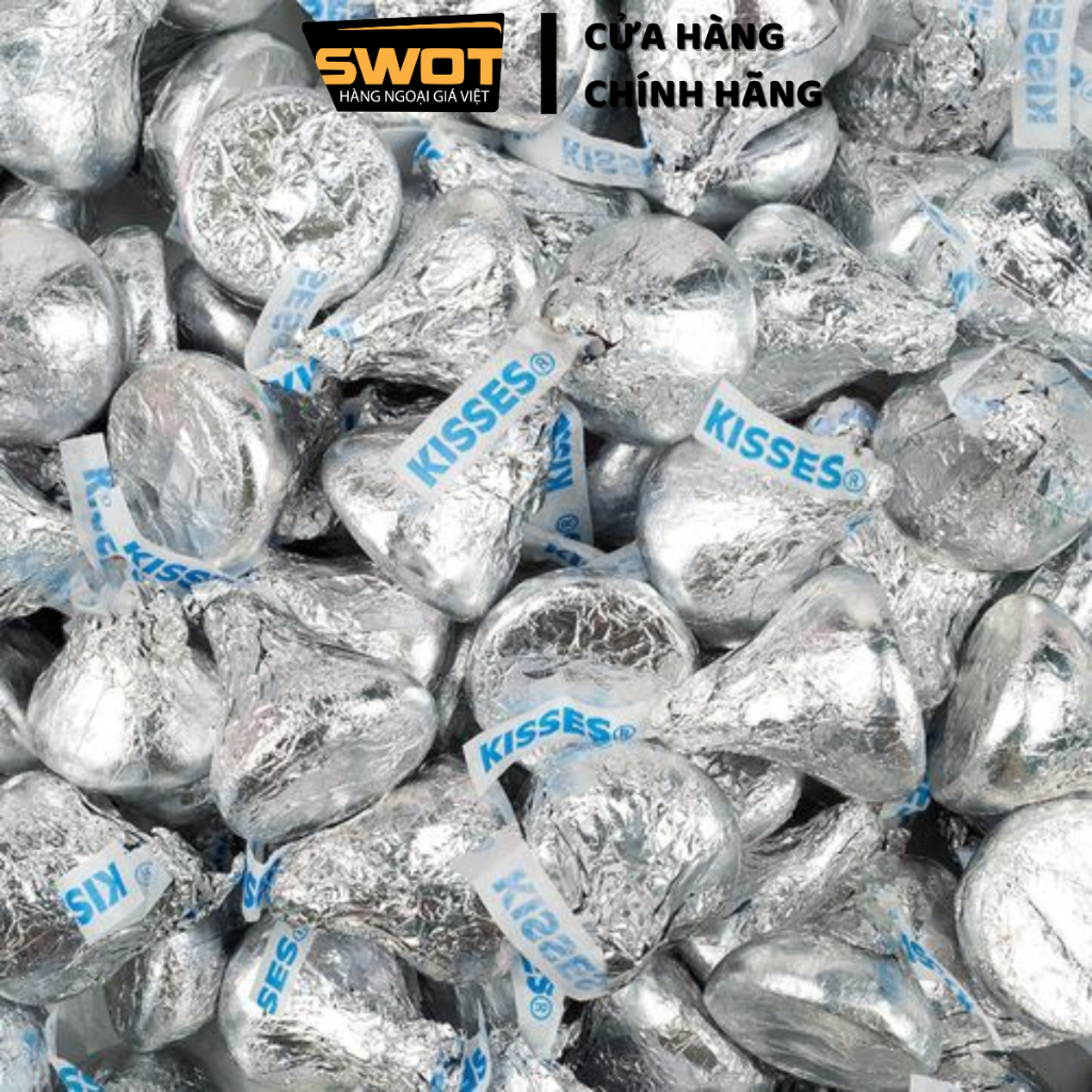 Socola sữa Hershey's Kisses Milk Mỹ 1.58kg 330 viên, Chocolate kem sữa vị đắng vừa không ngọt gắt, chính hãng Hershey Mỹ