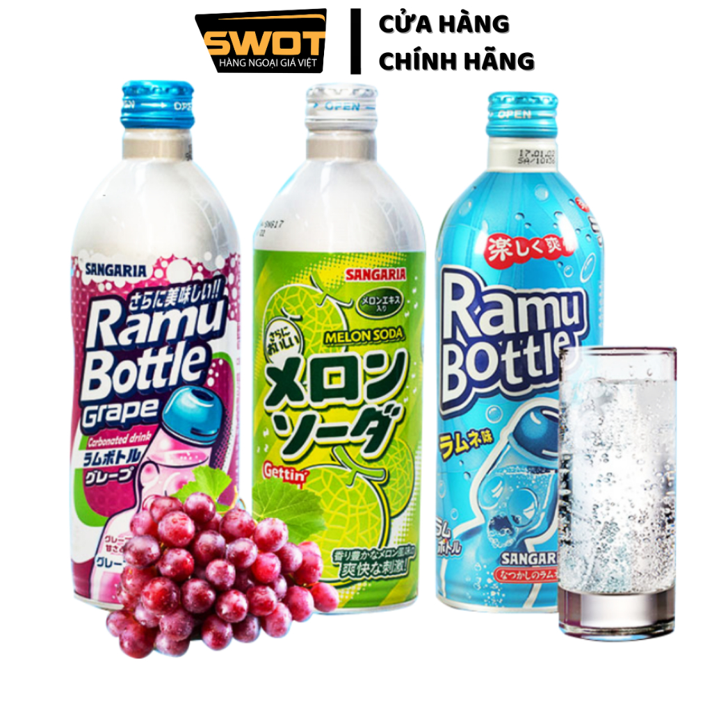 Nước Soda Sangaria Nhật 500g nhiều vị, Nước ngọt có gas cao cấp, thơm ngon đặc biệt, giàu vitamin