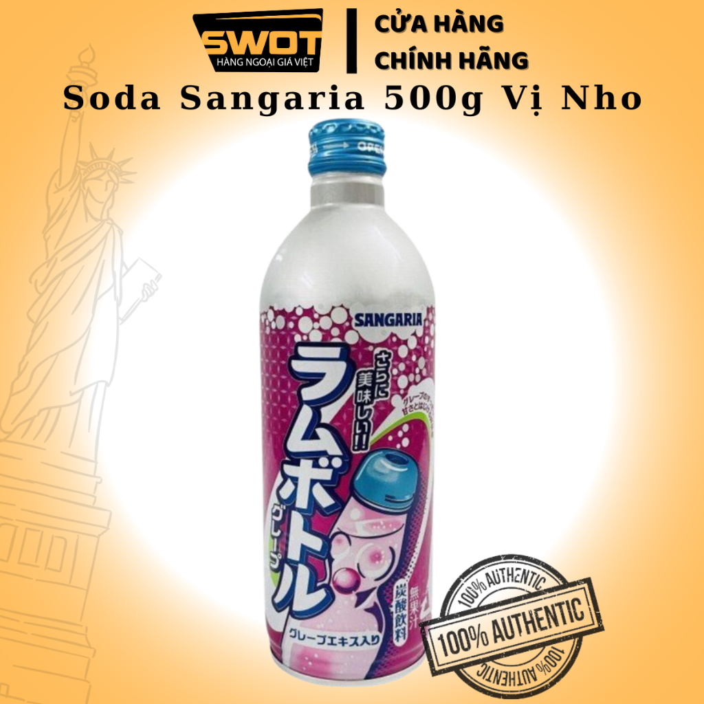 Nước Soda Sangaria Nhật 500g nhiều vị, Nước ngọt có gas cao cấp, thơm ngon đặc biệt, giàu vitamin