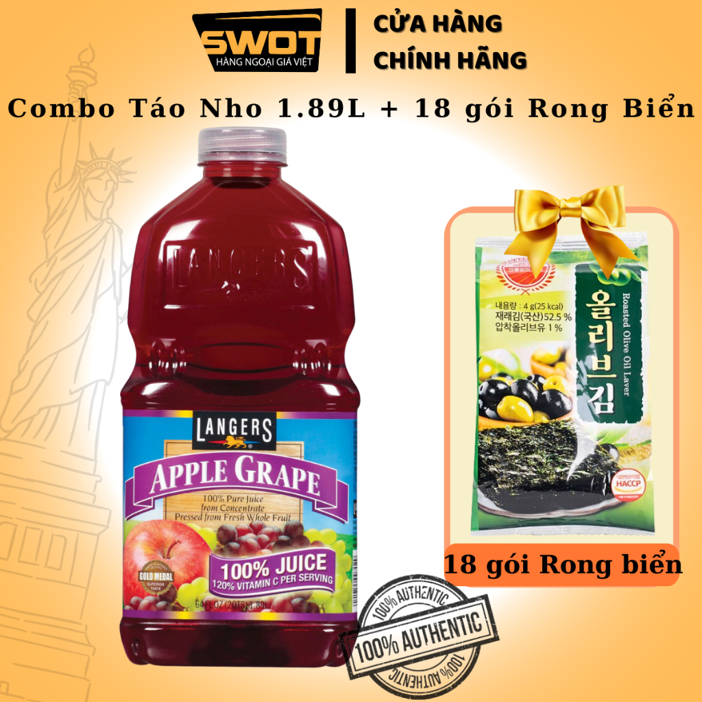 Nước ép trái cây LANGERS 1.89L MỸ nhiều vị, Nước ép trái cây tươi Mỹ, giàu dinh dưỡng, chống oxi hóa