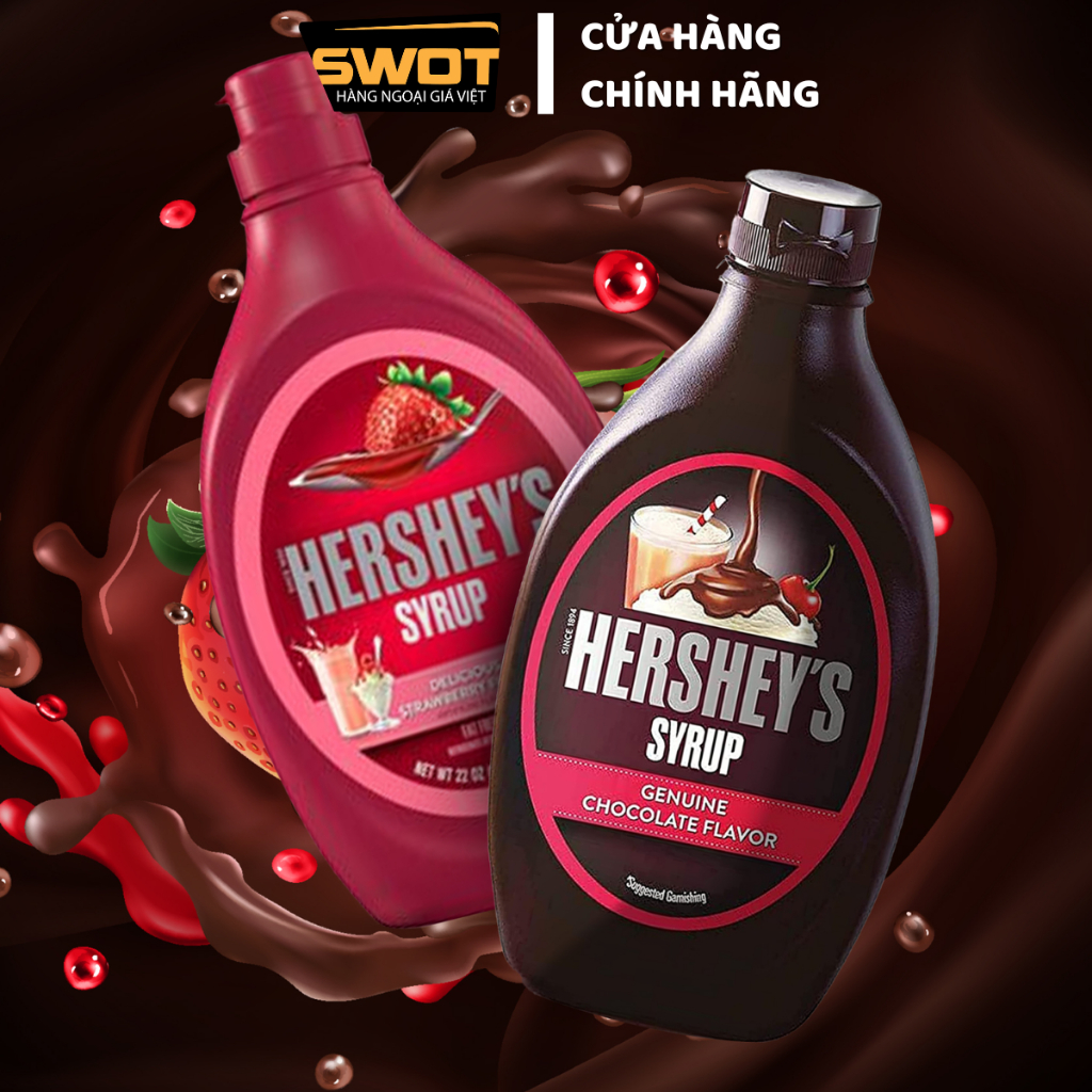 Sốt Syrup Hershey's Chocolate Mỹ, Siro Socola Mỹ cao cấp, nguyên liệu pha chế, làm trà sữa thơm ngon