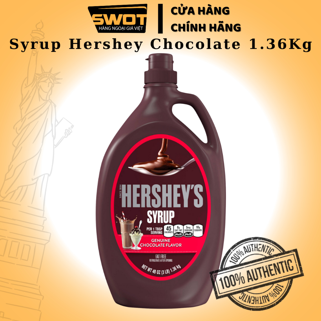 Sốt Syrup Hershey's Chocolate Mỹ, Siro Socola Mỹ cao cấp, nguyên liệu pha chế, làm trà sữa thơm ngon