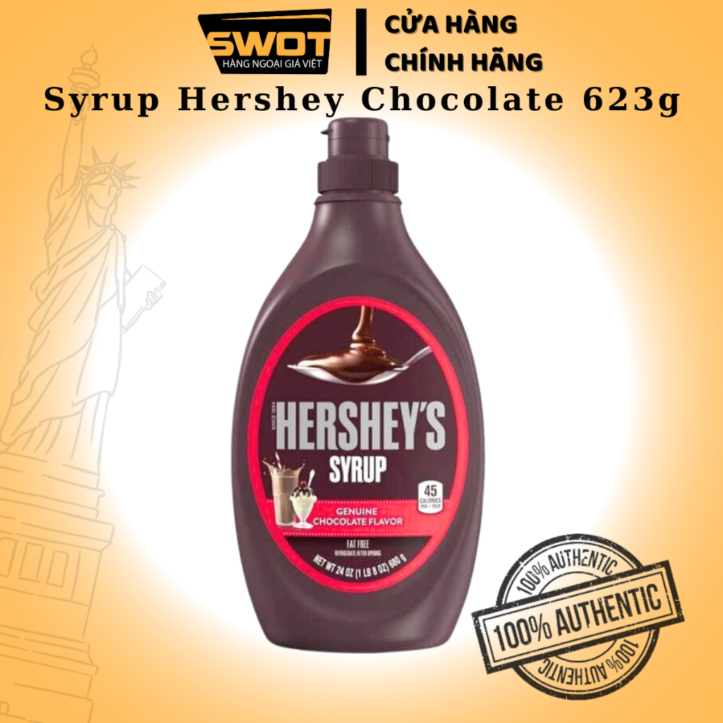 Sốt Syrup Hershey's Chocolate Mỹ, Siro Socola Mỹ cao cấp, nguyên liệu pha chế, làm trà sữa thơm ngon