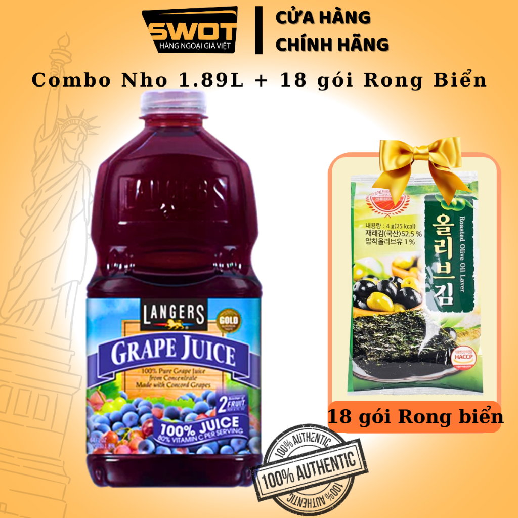 Nước ép trái cây LANGERS 1.89L MỸ nhiều vị, Nước ép trái cây tươi Mỹ, giàu dinh dưỡng, chống oxi hóa