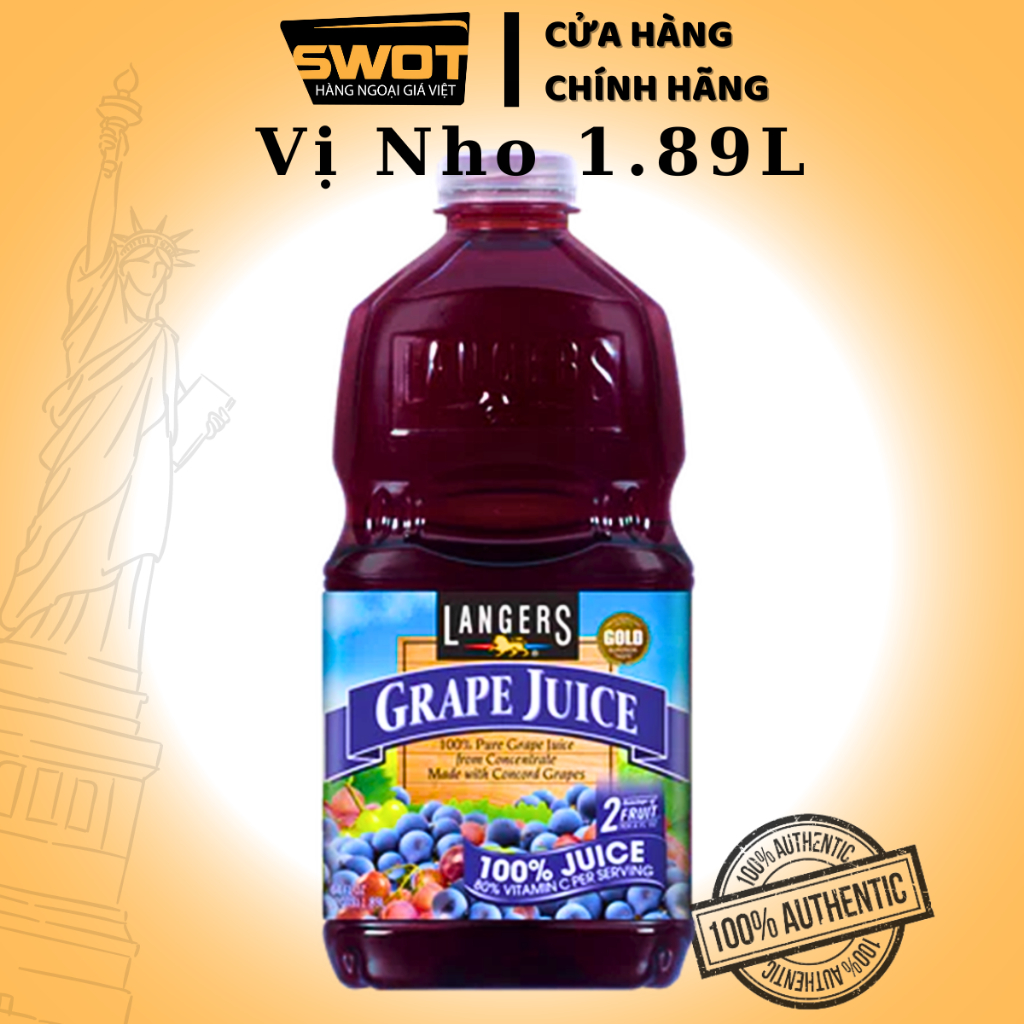 Nước ép trái cây LANGERS 1.89L MỸ nhiều vị, Nước ép trái cây tươi Mỹ, giàu dinh dưỡng, chống oxi hóa